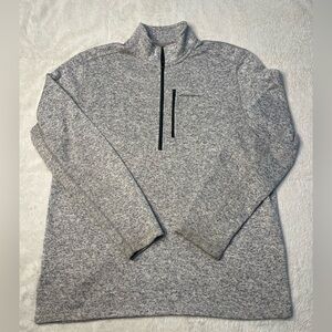 Eddie Bauer Fleece Lined Sweater Sweatshirt Mens 1/4 Zip Pullover Gray Size XL